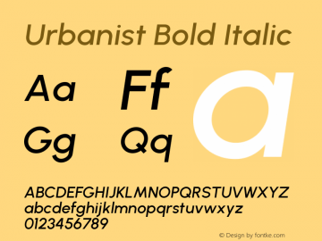 Urbanist Bold Italic Version 1.210; befe77262ef67d88f1d94aa3d2e49ef1327b4483 Font Sample