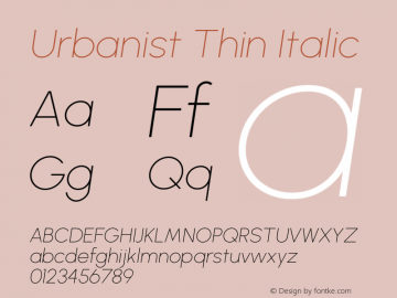 Urbanist Thin Italic Version 1.210; befe77262ef67d88f1d94aa3d2e49ef1327b4483 Font Sample