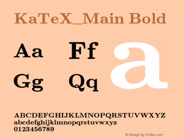 KaTeX_Main-Bold Version 0.0.4 Font Sample