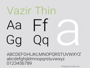 Vazir Thin Version 24.1.0 Font Sample