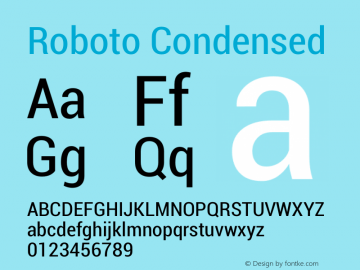 Roboto Condensed Version 1.00000; 2011 Font Sample