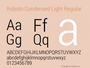 Roboto Condensed Light Version 1.100141; 2013图片样张