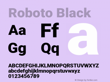 Roboto Black Version 2.137; 2017 Font Sample
