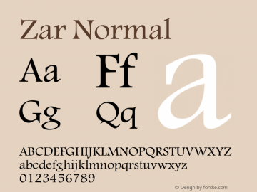 Zar Normal Macromedia Fontographer 4.1 16/09/97 Font Sample