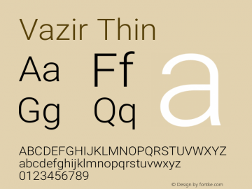 Vazir Thin Version 26.0.2 Font Sample