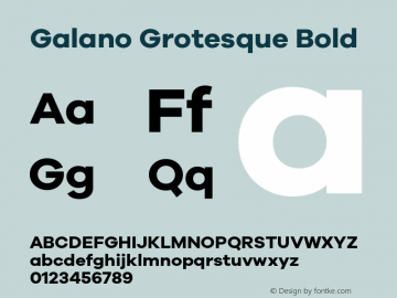 Galano Grotesque Bold Version 1.001;PS 001.001;hotconv 1.0.88;makeotf.lib2.5.64775 Font Sample