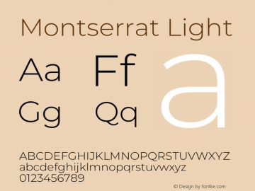 Montserrat Light Version 7.200 Font Sample
