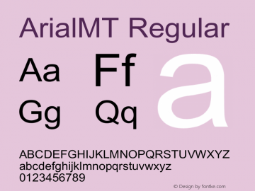 ArialMT Version 1.0 Font Sample