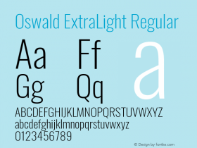 Oswald ExtraLight Version 4.100图片样张