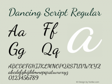 Dancing Script Regular Version 2.000 Font Sample