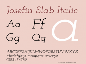 Josefin Slab Italic Version 1.001 Font Sample