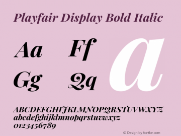 Playfair Display Bold Italic Version 1.200; ttfautohint (v1.8.2) Font Sample