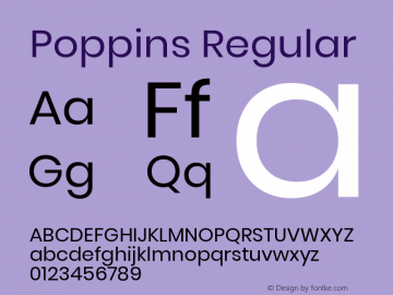 Poppins Regular Version 3.010;PS 1.000;hotconv 16.6.54;makeotf.lib2.5.65590 Font Sample