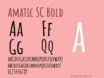 Amatic SC Bold Version 2.505 Font Sample