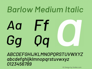 Barlow Medium Italic Version 1.101 Font Sample