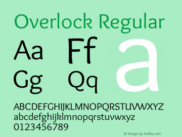 Overlock Regular Version 1.002 Font Sample