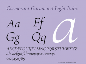 Cormorant Garamond Light Italic Version 3.303图片样张