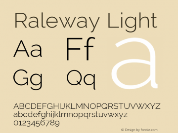 Raleway Light Version 2.001图片样张