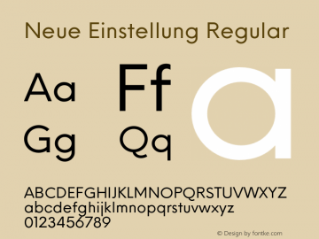 Neue Einstellung Regular 1.23 Font Sample