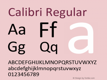 Calibri Version 1.00 Font Sample