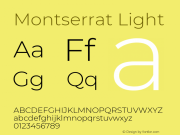 Montserrat Light Version 7.200; ttfautohint (v1.6) Font Sample