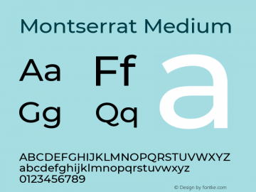 Montserrat Medium Version 7.200; ttfautohint (v1.6) Font Sample