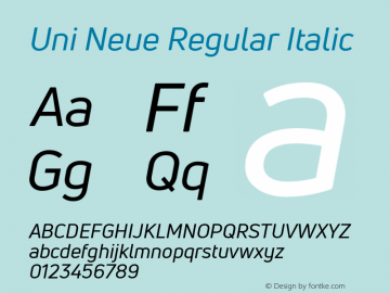 UniNeueRegular-Italic Version 1.0图片样张