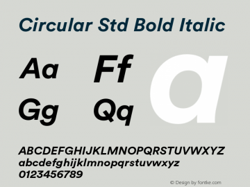 CircularStd-BoldItalic Version 1.001; build 0002图片样张