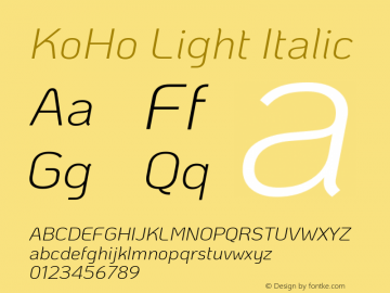 KoHo Light Italic Version 1.000; ttfautohint (v1.6)图片样张