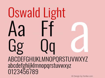 Oswald Light Version 4.100; ttfautohint (v1.8.1.43-b0c9) Font Sample