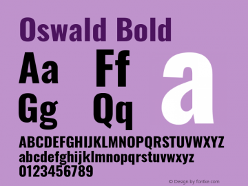 Oswald Bold Version 4.100; ttfautohint (v1.8.1.43-b0c9) Font Sample