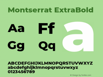 Montserrat ExtraBold Regular Version 7.200 Font Sample