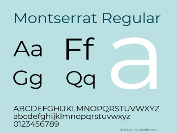 Montserrat Regular Version 7.200 Font Sample