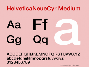 HelveticaNeueCyr-Medium 001.000 Font Sample