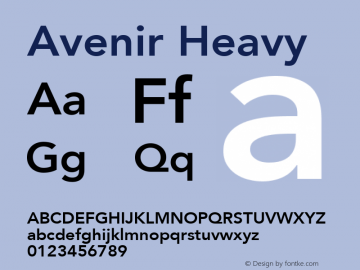 Avenir Heavy 8.0d3e1 Font Sample