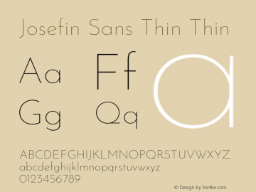 Josefin Sans Thin Thin Version 2.000 Font Sample