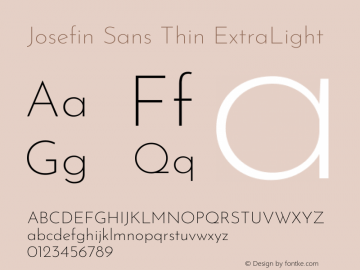 Josefin Sans Thin ExtraLight Version 2.000 Font Sample