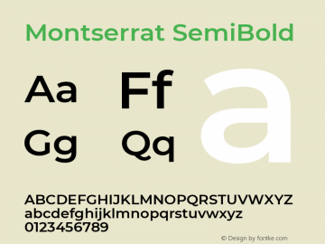 Montserrat SemiBold Version 7.200 Font Sample