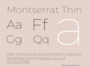 Montserrat Thin Version 7.200 Font Sample
