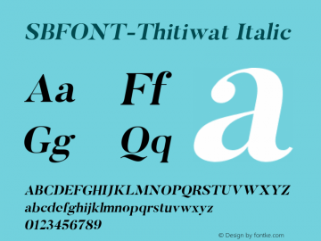 SBFONT-Thitiwat Italic Version 4.002 2020图片样张