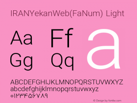 IRANYekanWeb(FaNum) Light Version 1.30 December 27, 2016 Font Sample