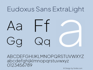 Eudoxus Sans ExtraLight Version 2.005 Font Sample