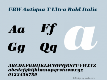 URWAntiquaTUltBol Italic Version 1.10 Font Sample