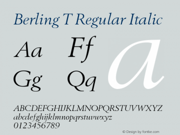 BerlingT Italic Version 1.10 Font Sample