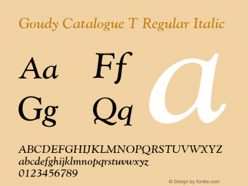 GoudyCatTReg Italic Version 1.10 Font Sample