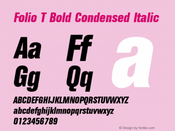 FolioTBolCon Italic Version 1.10 Font Sample