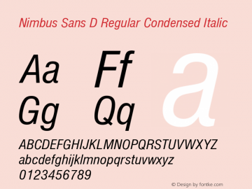 NimbusSanDCon Italic Version 1.10 Font Sample