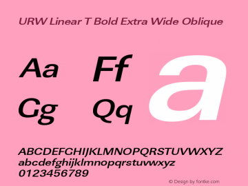 URWLinearTExtWid Bold Oblique Version 1.10 Font Sample