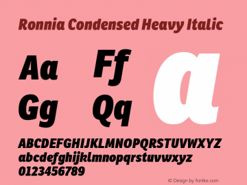 RonniaCond-HeavyItalic Version 001.000 Font Sample