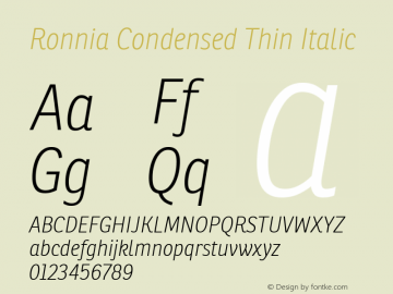 RonniaCond-ThinItalic Version 001.000图片样张